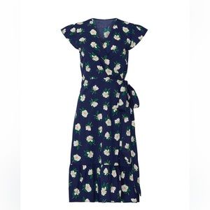 Draper James navy flowered wrap dress L